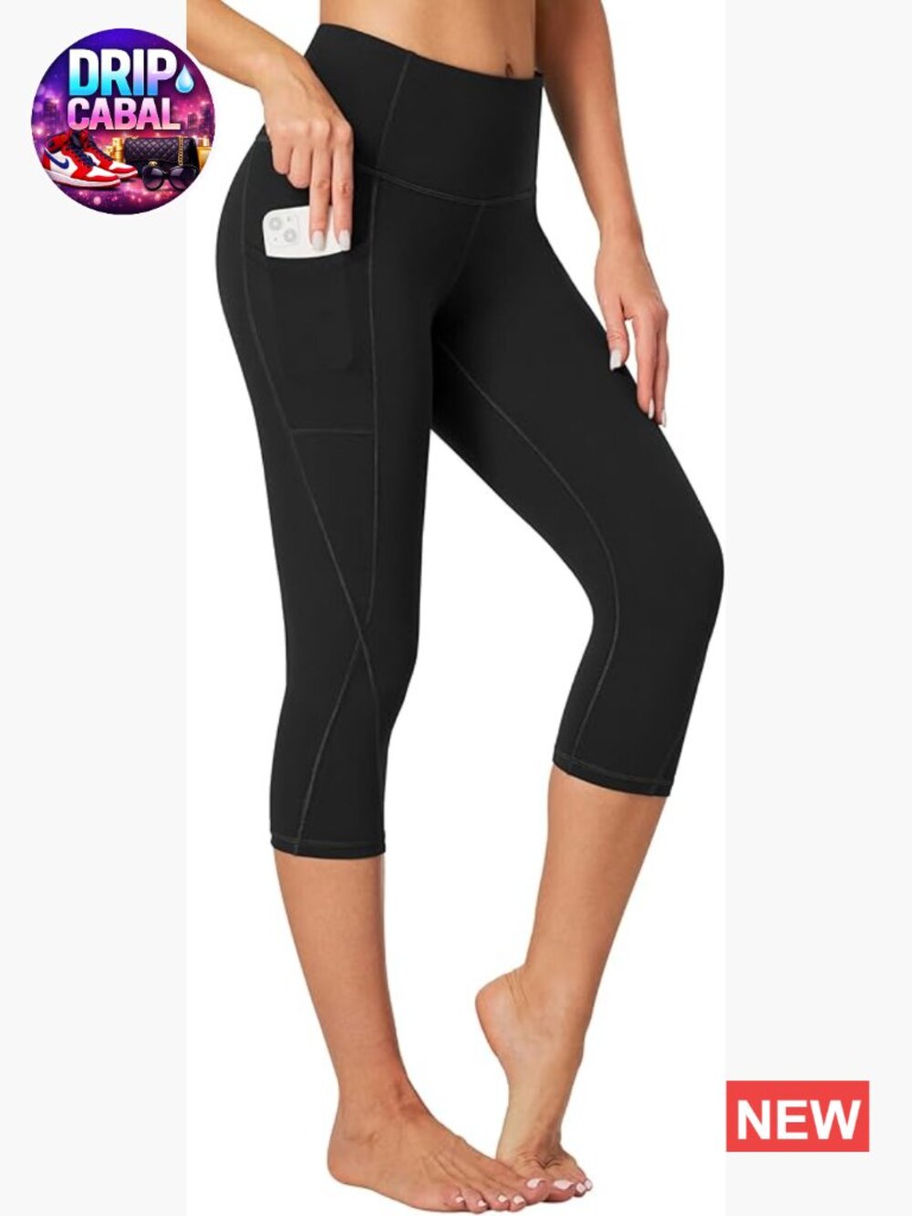 High Waisted Capri Leggings with Pockets Tummy Control Yoga Pants